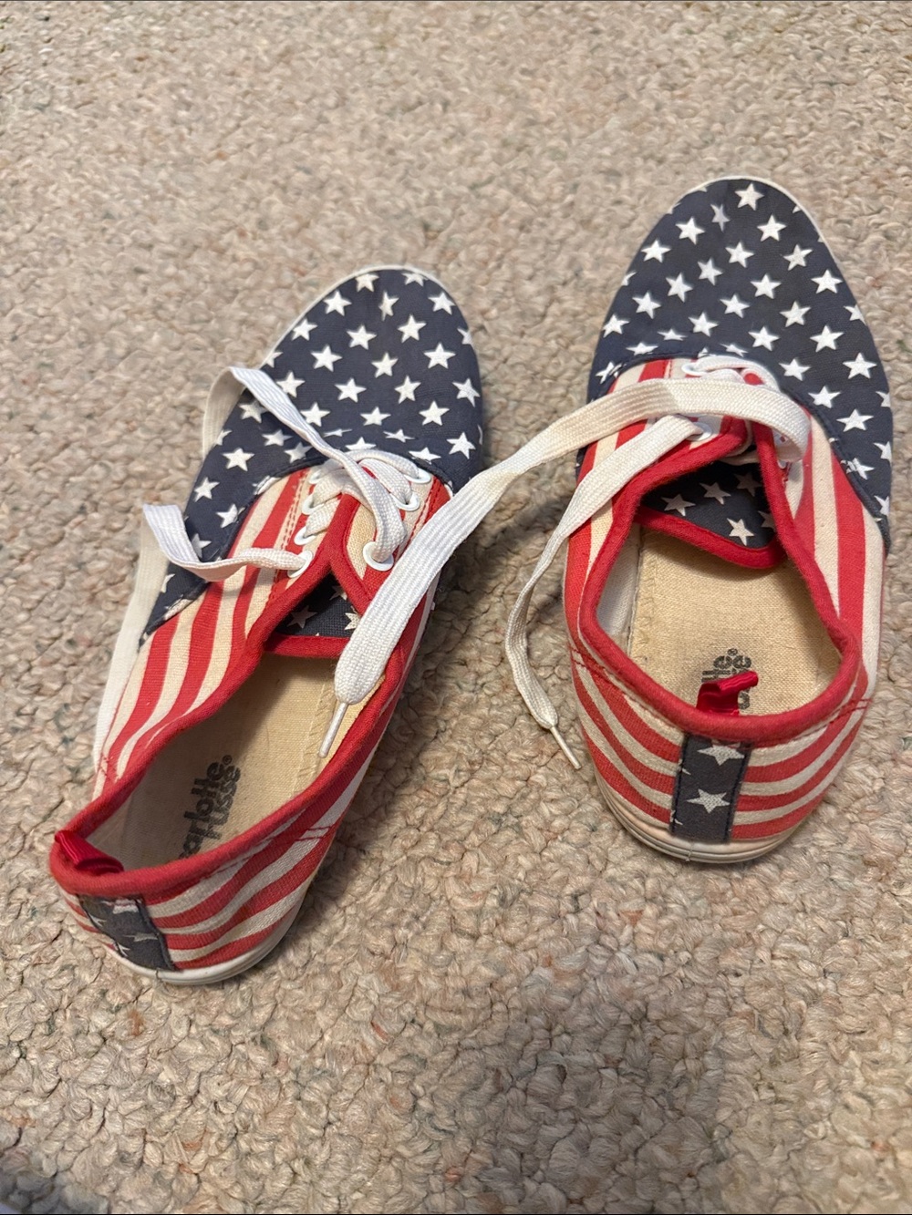 Charlotte Russe Women's Stars & Stripes Canvas Sneakers in Red, White & Blue